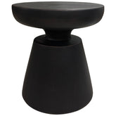 Sculpted Serenity Travertine Stone Finish Italian Design MGO Side Accent Table, size 18 in. x 8 in. x 21 in., Perfect for both indoor and outdoor spaces.